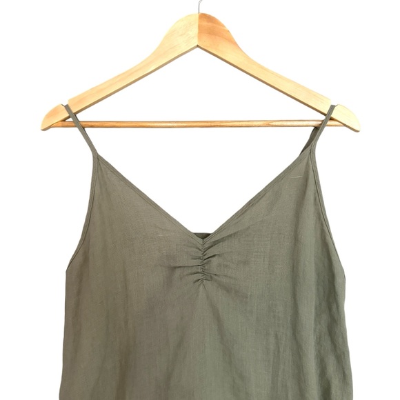 Dolma Sage Green V-Neck Sleeveless Kiko Linen Slip Midi Dress Large NWT - Picture 4 of 9